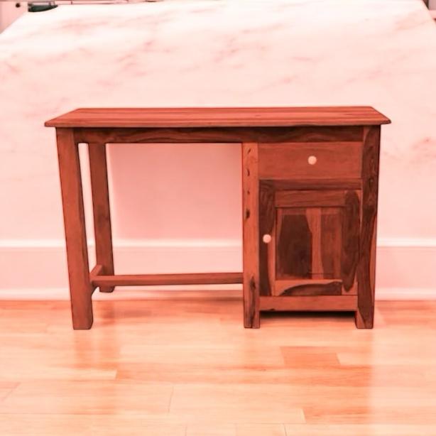 Sheesham Wood Office Desk Study Computer Table for Living Room with 1 Drawer and 1 Door