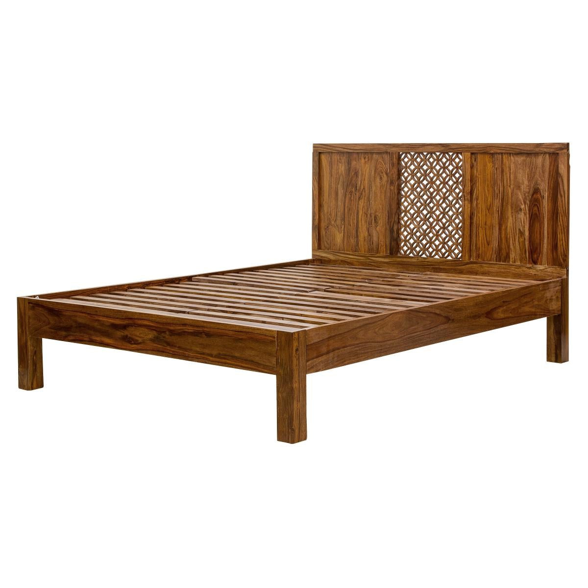 Solid Wood Without Storage Durque Bed for Bedroom Stylish | Teak Finish