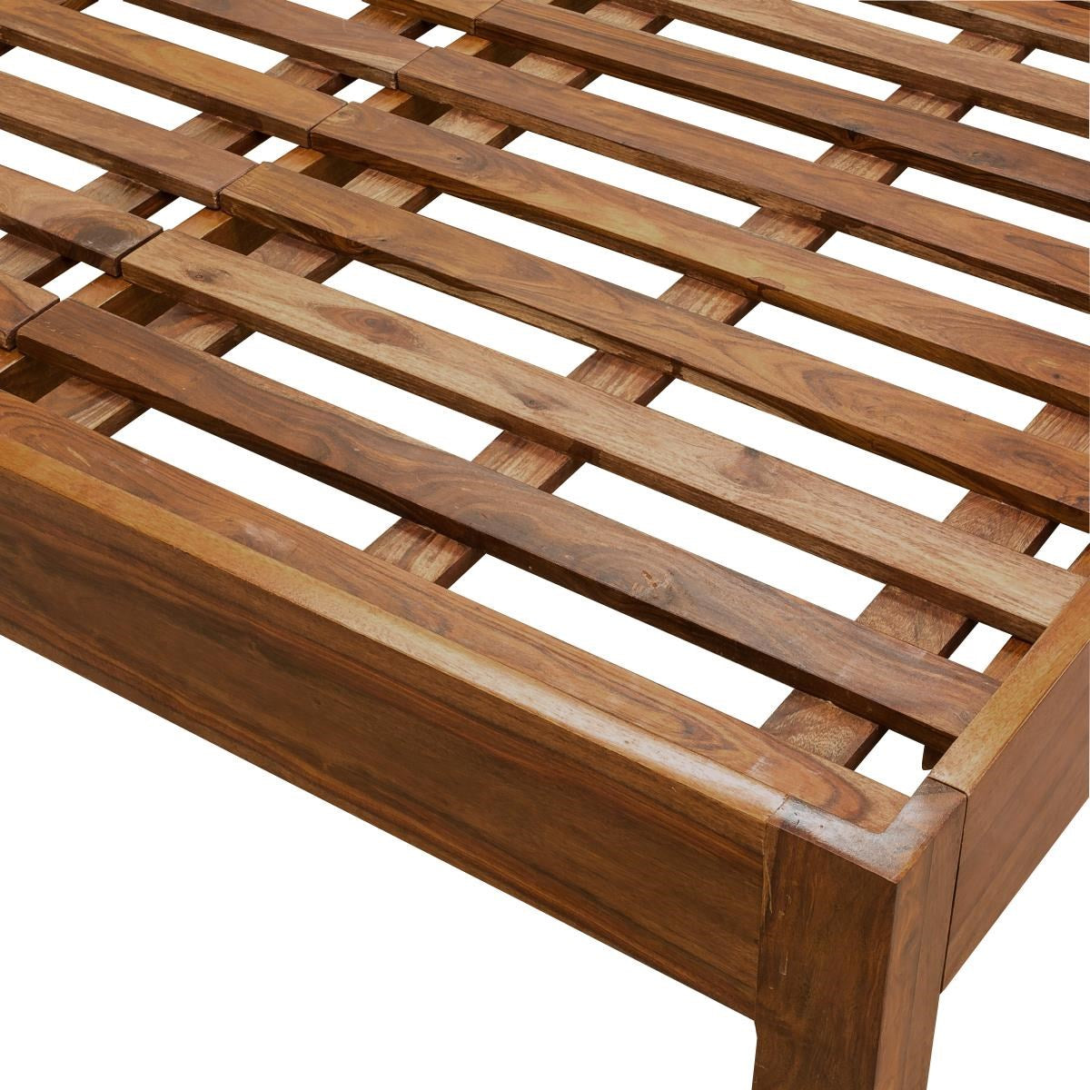 Solid Wood Without Storage Durque Bed for Bedroom Stylish | Teak Finish