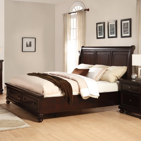 Solid Wood Storage Queen Size Crouch Bed for Bedroom Stylish | Dark Brown Finish