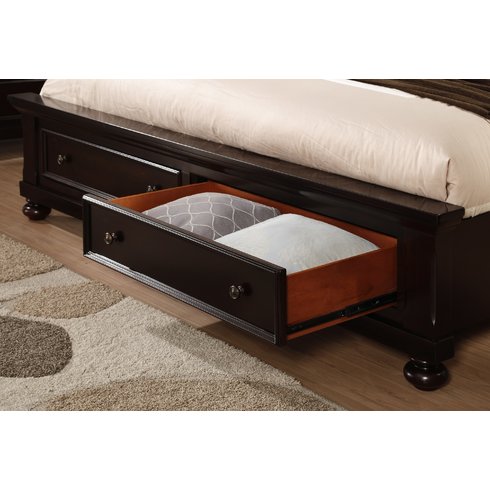 Solid Wood Storage Queen Size Crouch Bed for Bedroom Stylish | Dark Brown Finish
