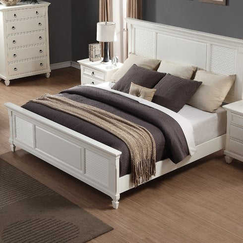 Solid Wood Without Storage Bed Elmore for Bedroom Stylish | White Finish