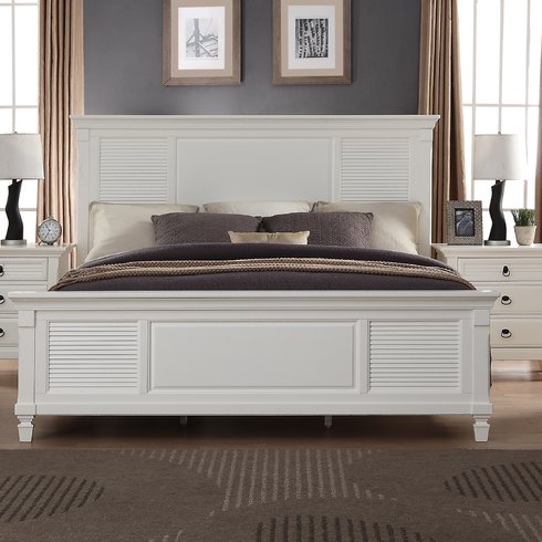 Solid Wood Without Storage Bed Elmore for Bedroom Stylish | White Finish
