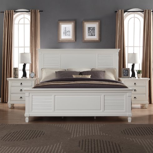 Solid Wood Without Storage Bed Elmore for Bedroom Stylish | White Finish