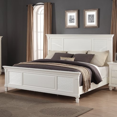 Solid Wood Without Storage Bed Elmore for Bedroom Stylish | White Finish