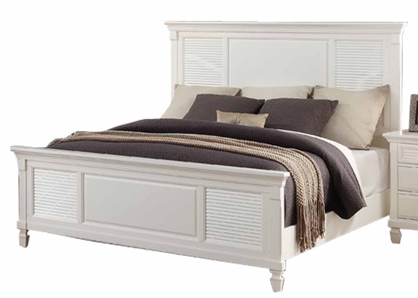 Solid Wood Without Storage Bed Elmore for Bedroom Stylish | White Finish