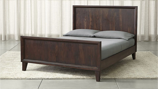 Solid Wood Without Storage Queen Size Newton Bed for Bedroom Stylish | Dark Brown Finish