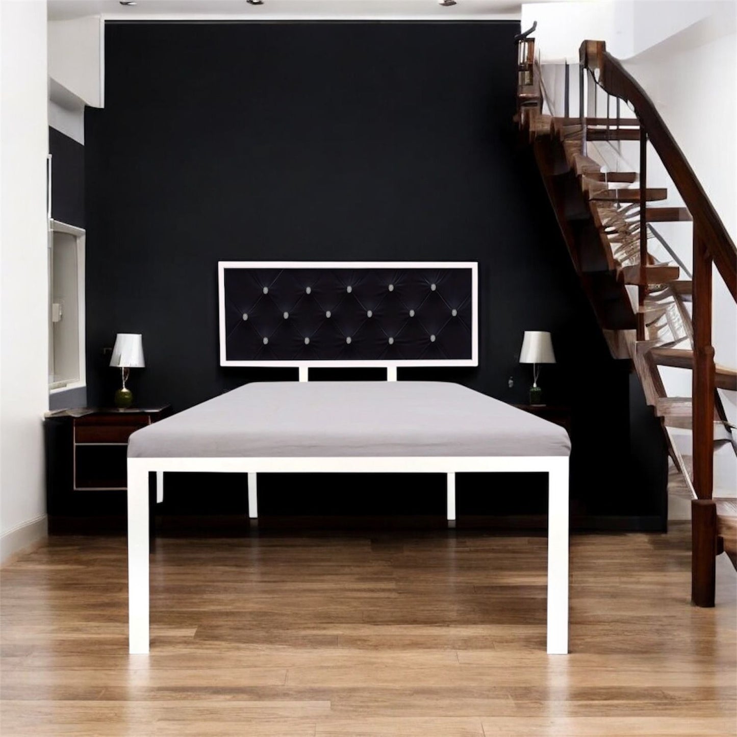Single Size Bed with Upholstered Headboard | CR Steel Frame | Modern Platform Bed | Sturdy, Durable & Noise-Free | No Box Spring Needed | Stylish Furniture