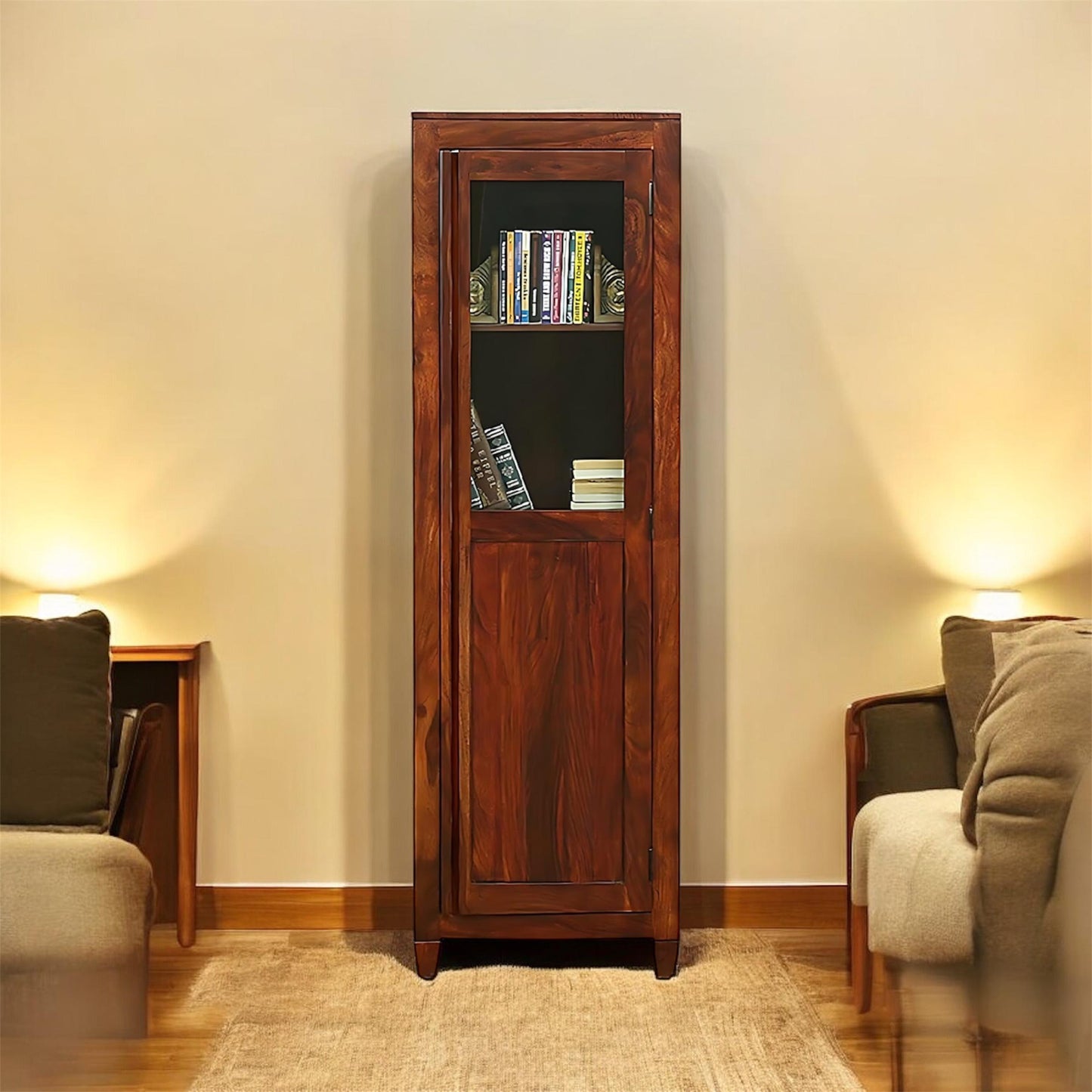 Bookshelf | Sheesham Wood Wooden Storage Organizer | Shelves Bookcase Rustic Durable, Stylish & Compact Design for Home, Office, Living Room | Furniture Organizer Elegant Finish (Honey 2)