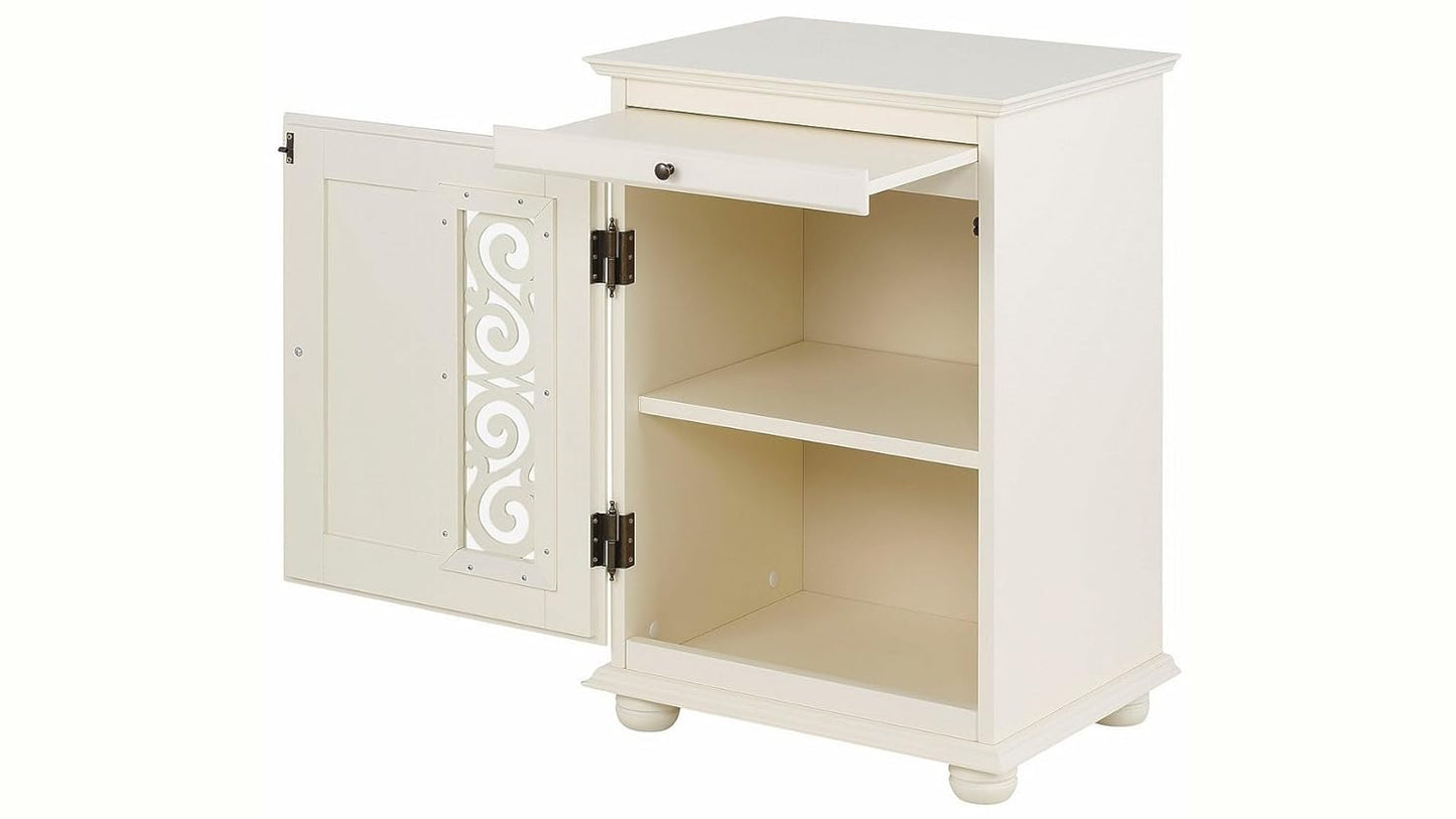 Mango Wood Dolega One Door and One Darwer Bedside Storage Table for Living Room | White Finish