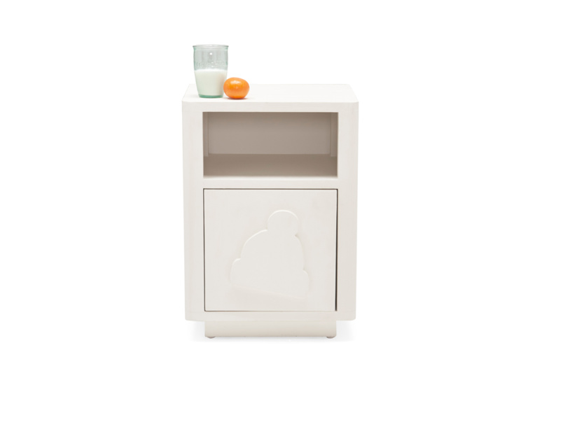 Mango Wood Falefa One Darwer and Open Shelf Bedside Storage Table for Living Room | Cream Finish
