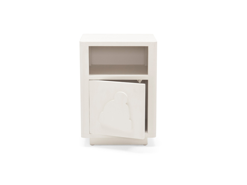 Mango Wood Falefa One Darwer and Open Shelf Bedside Storage Table for Living Room | Cream Finish