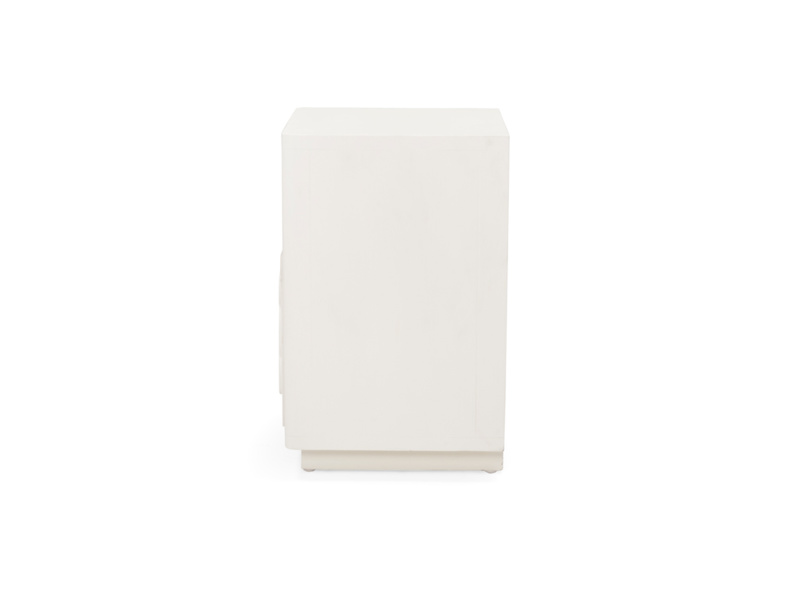 Mango Wood Falefa One Darwer and Open Shelf Bedside Storage Table for Living Room | Cream Finish