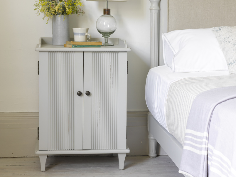 Mango Wood Faleu Two Door Bedside Storage Table for Living Room | White Finish