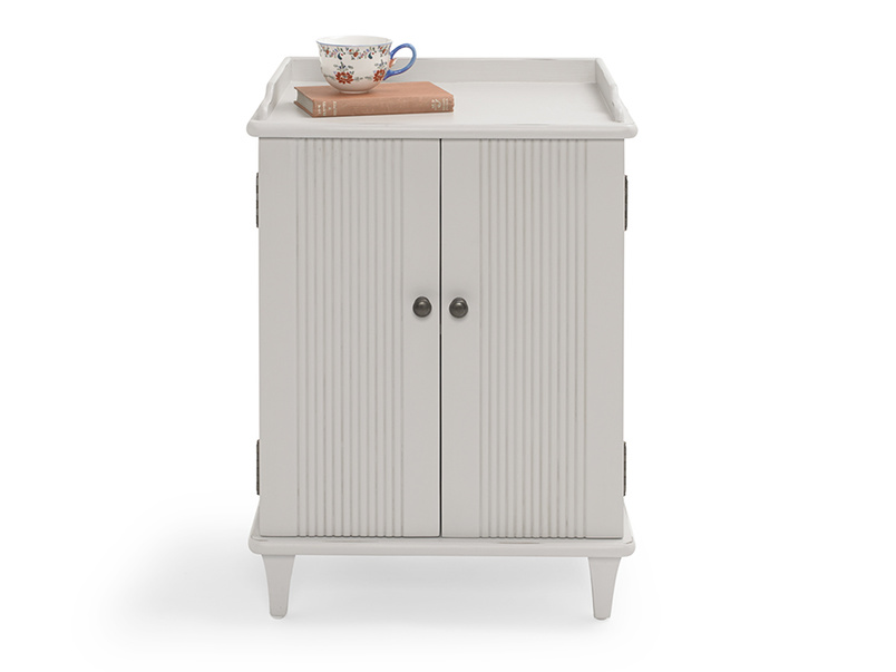 Mango Wood Faleu Two Door Bedside Storage Table for Living Room | White Finish
