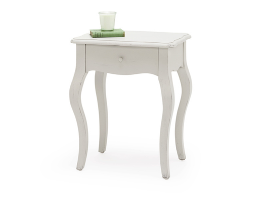 Mango Wood Letava One Drawer Bedside Storage Table for Living Room | White Finish