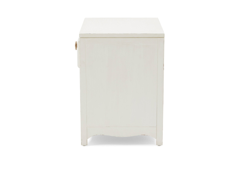 Mango Wood Letogo One Drawer and Open Shelf Bedside Storage Table for Living Room | Cream Finish
