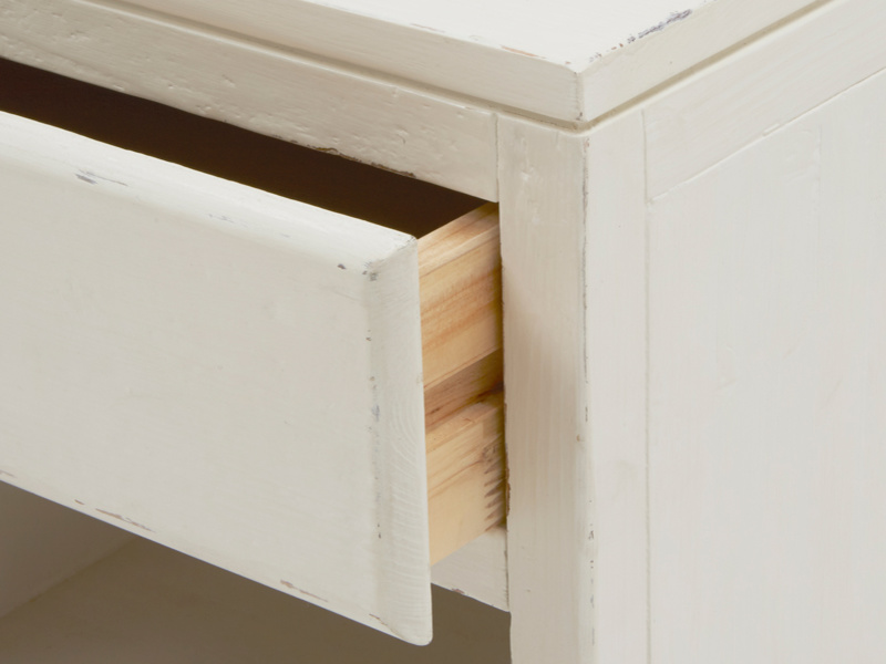 Mango Wood Letogo One Drawer and Open Shelf Bedside Storage Table for Living Room | Cream Finish
