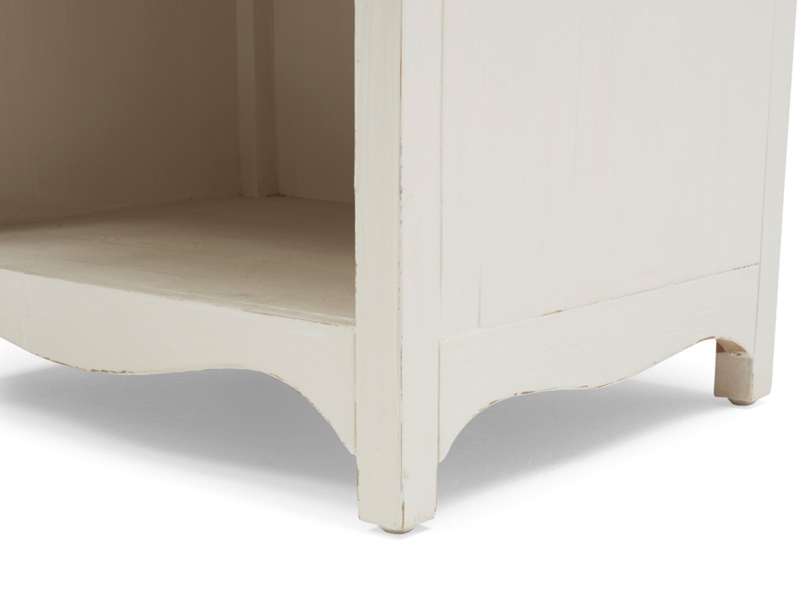 Mango Wood Letogo One Drawer and Open Shelf Bedside Storage Table for Living Room | Cream Finish