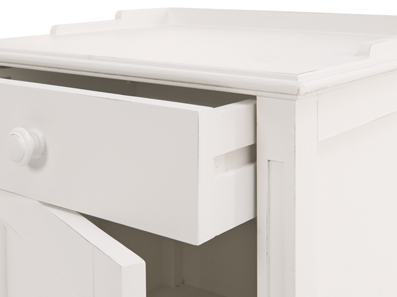 Mango Wood Salua One Door and One Darwer Bedside Storage Table for Living Room | White Finish