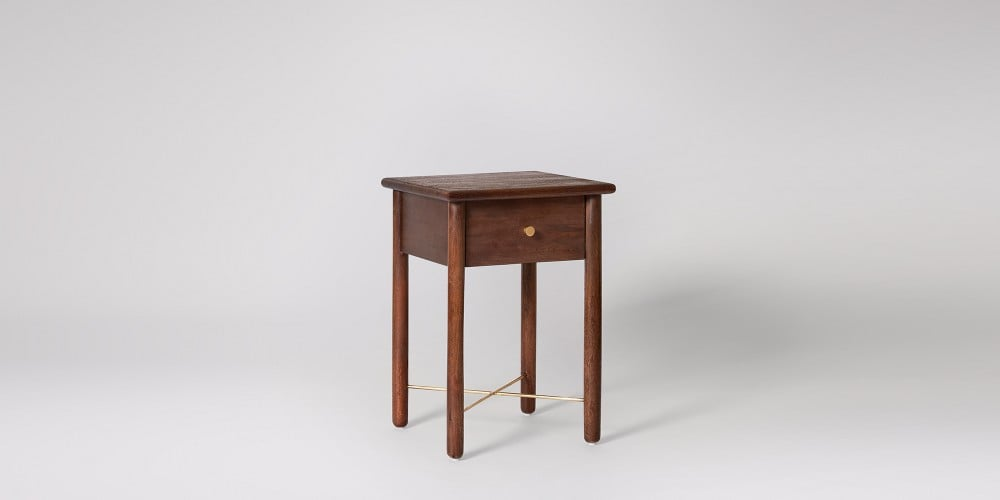 Mango Wood Sogi One Drawer Bedside Storage Table for Living Room | Dark Brown