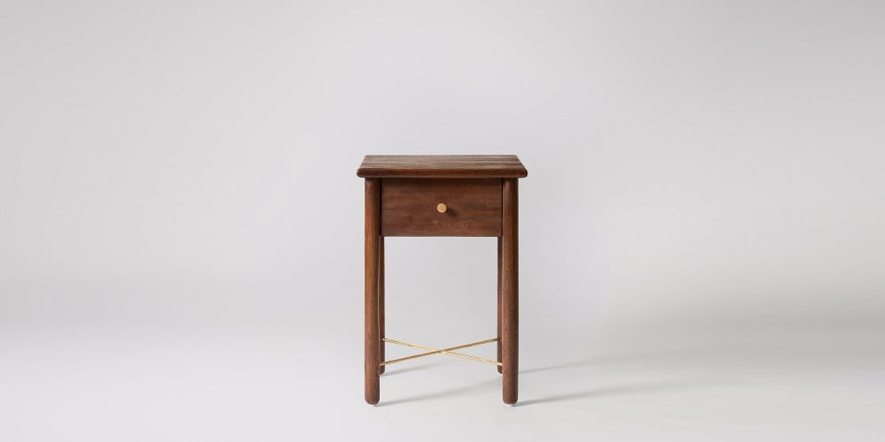 Mango Wood Sogi One Drawer Bedside Storage Table for Living Room | Dark Brown