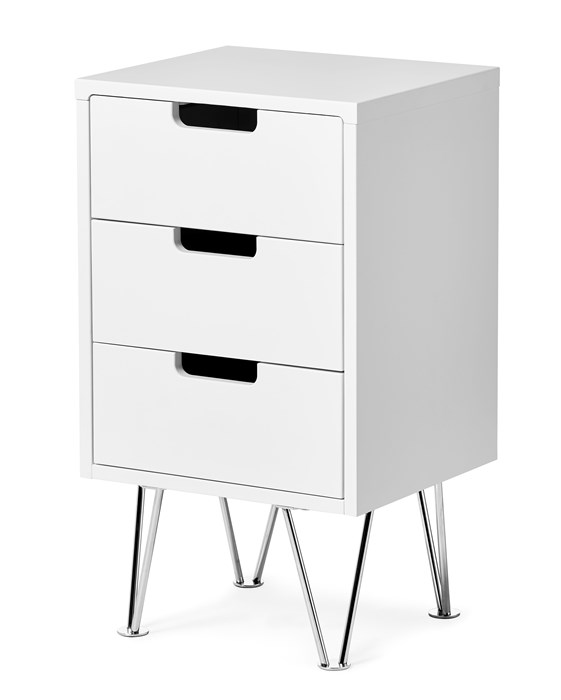 Mango Wood Duba Three Drawer Bedside Storage Table for Living Room | White Finish