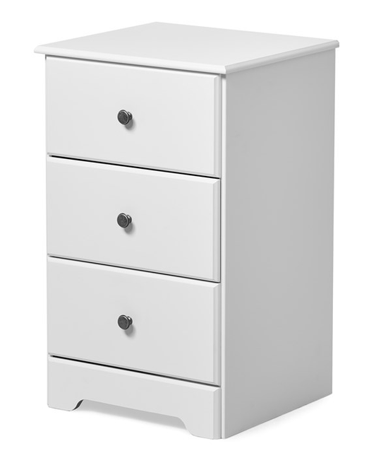 Mango Wood Duba Three Drawer Bedside Storage Table for Living Room | White Finish