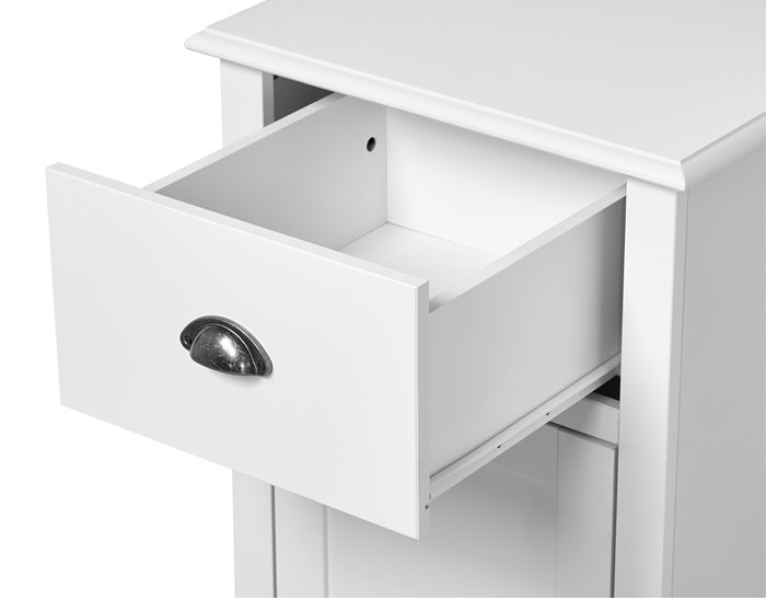 Mango Wood Jubail One Door Shelves Bedside Storage Table for Living Room | White Finish