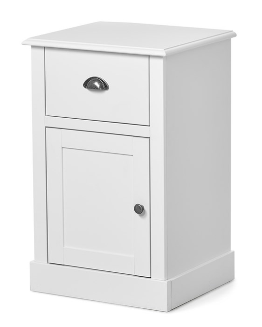Mango Wood Jubail One Door Shelves Bedside Storage Table for Living Room | White Finish