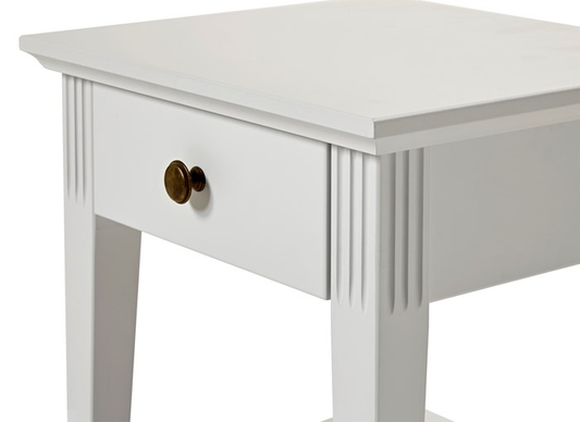 Mango Wood Najran One Drawer Selves Bedside Storage Table for Bedroom | White Finish