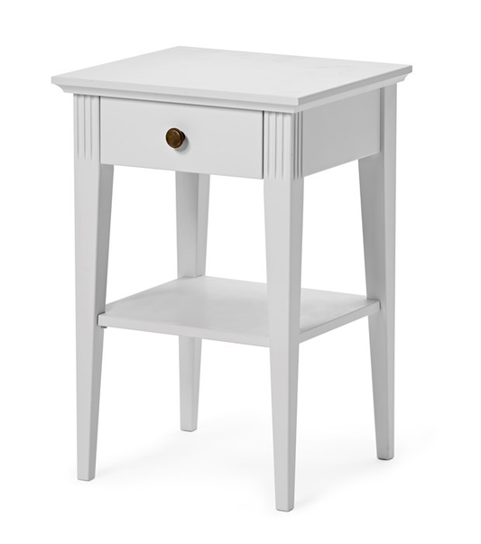 Mango Wood Najran One Drawer Selves Bedside Storage Table for Bedroom | White Finish
