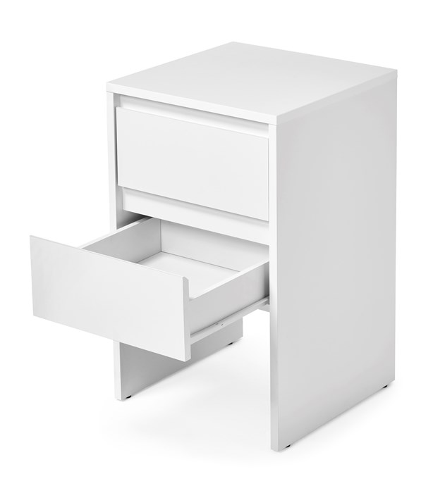 Mango Wood Tabuk Three Drawer Selves Bedside Storage Table for Bedroom | White Finish