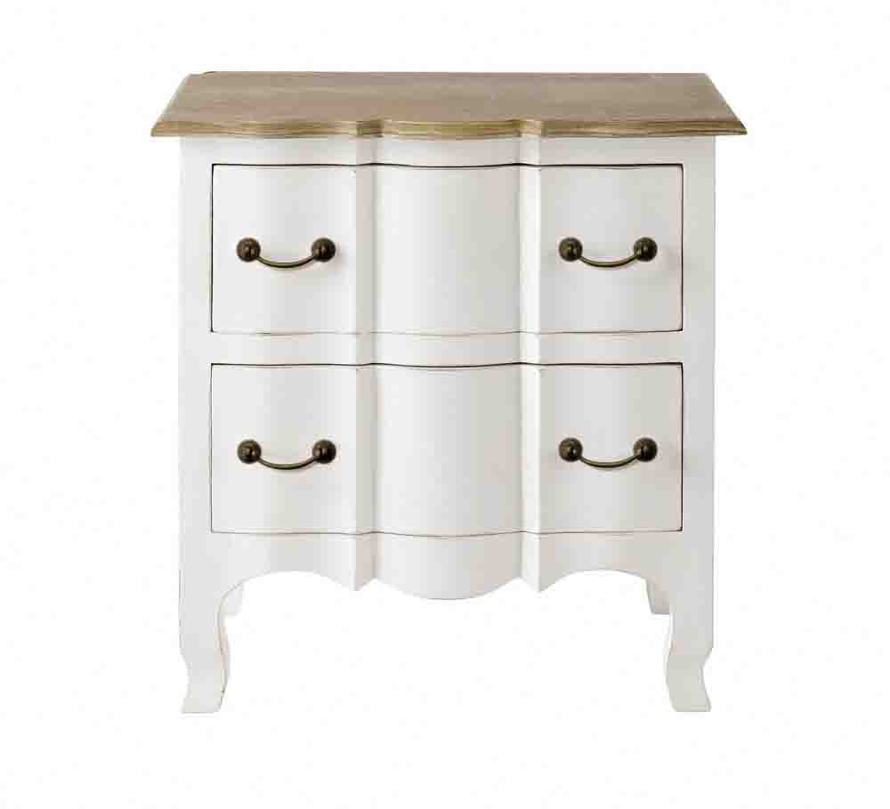 Mango Wood Lidice Two Drawer Selves Bedside Storage Table for Bedroom | White Finish