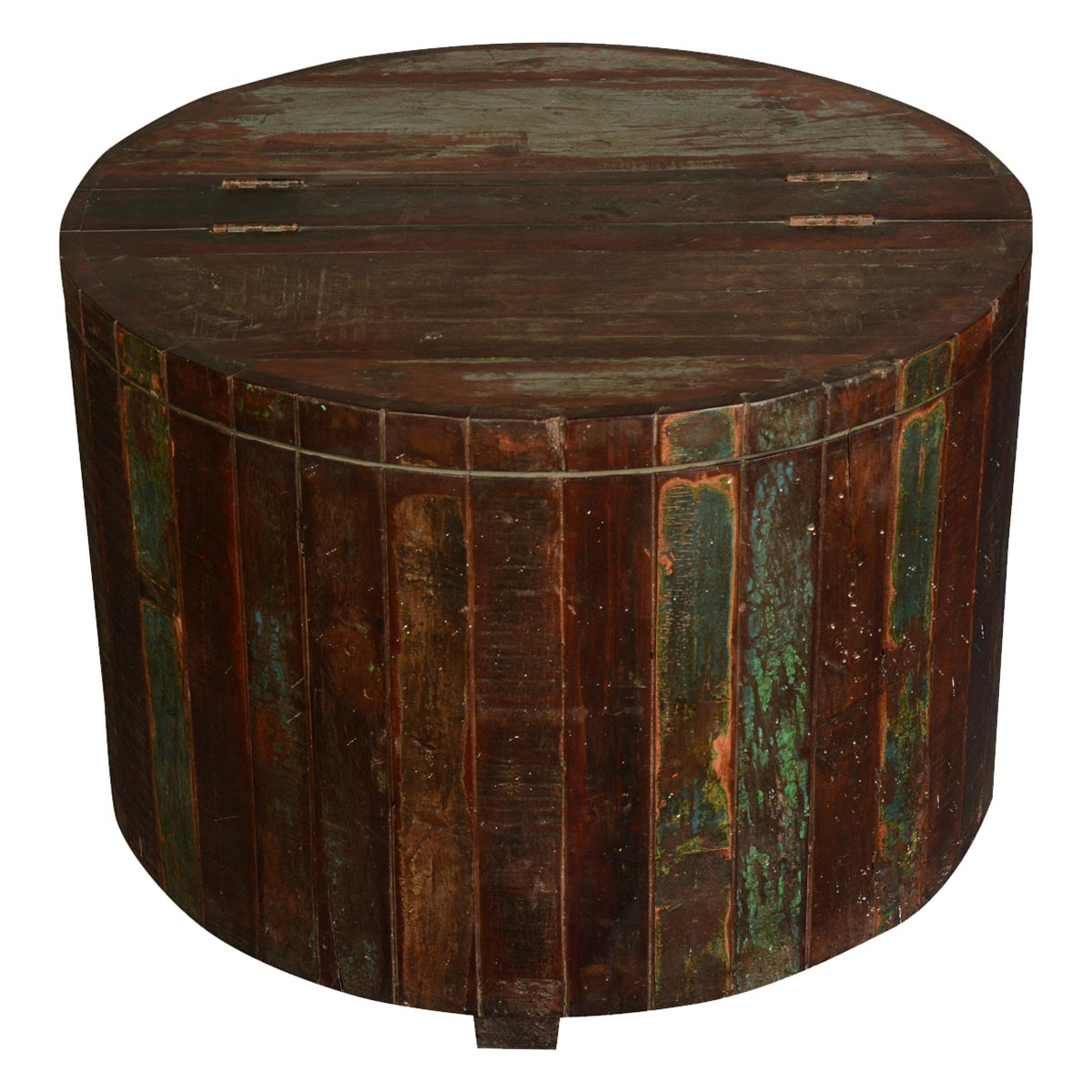 Mango Wood Auki Round Selves Bedside Storage Table for Bedroom | Mahogany Finish
