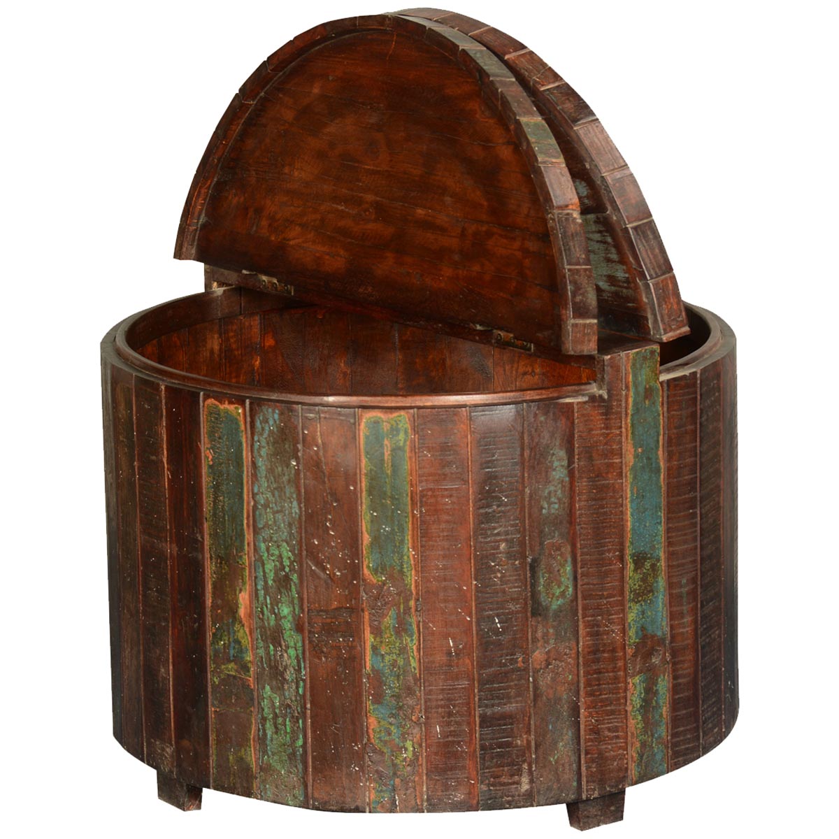 Mango Wood Auki Round Selves Bedside Storage Table for Bedroom | Mahogany Finish