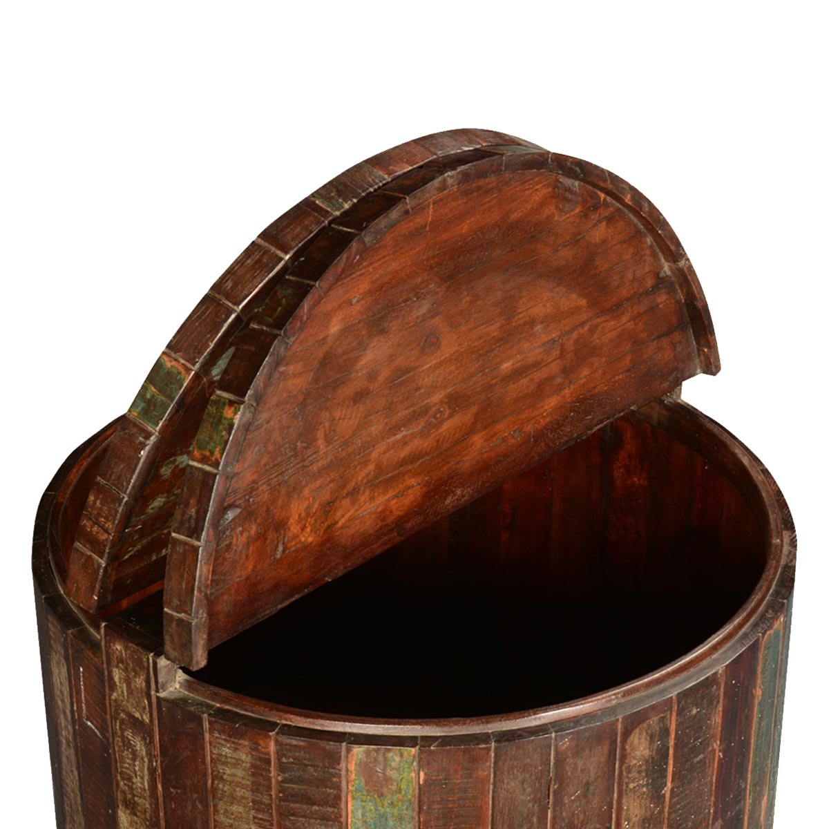 Mango Wood Auki Round Selves Bedside Storage Table for Bedroom | Mahogany Finish