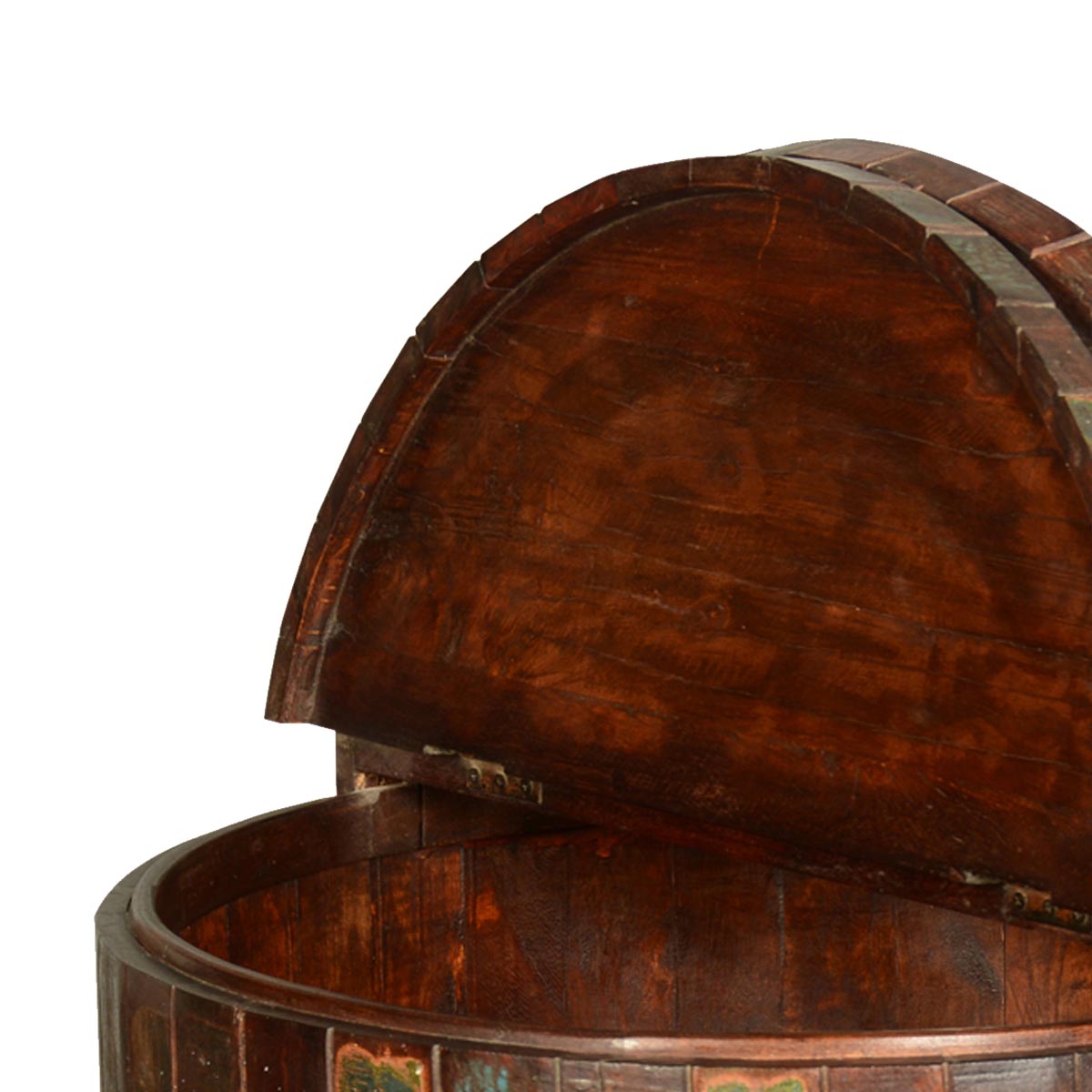 Mango Wood Auki Round Selves Bedside Storage Table for Bedroom | Mahogany Finish