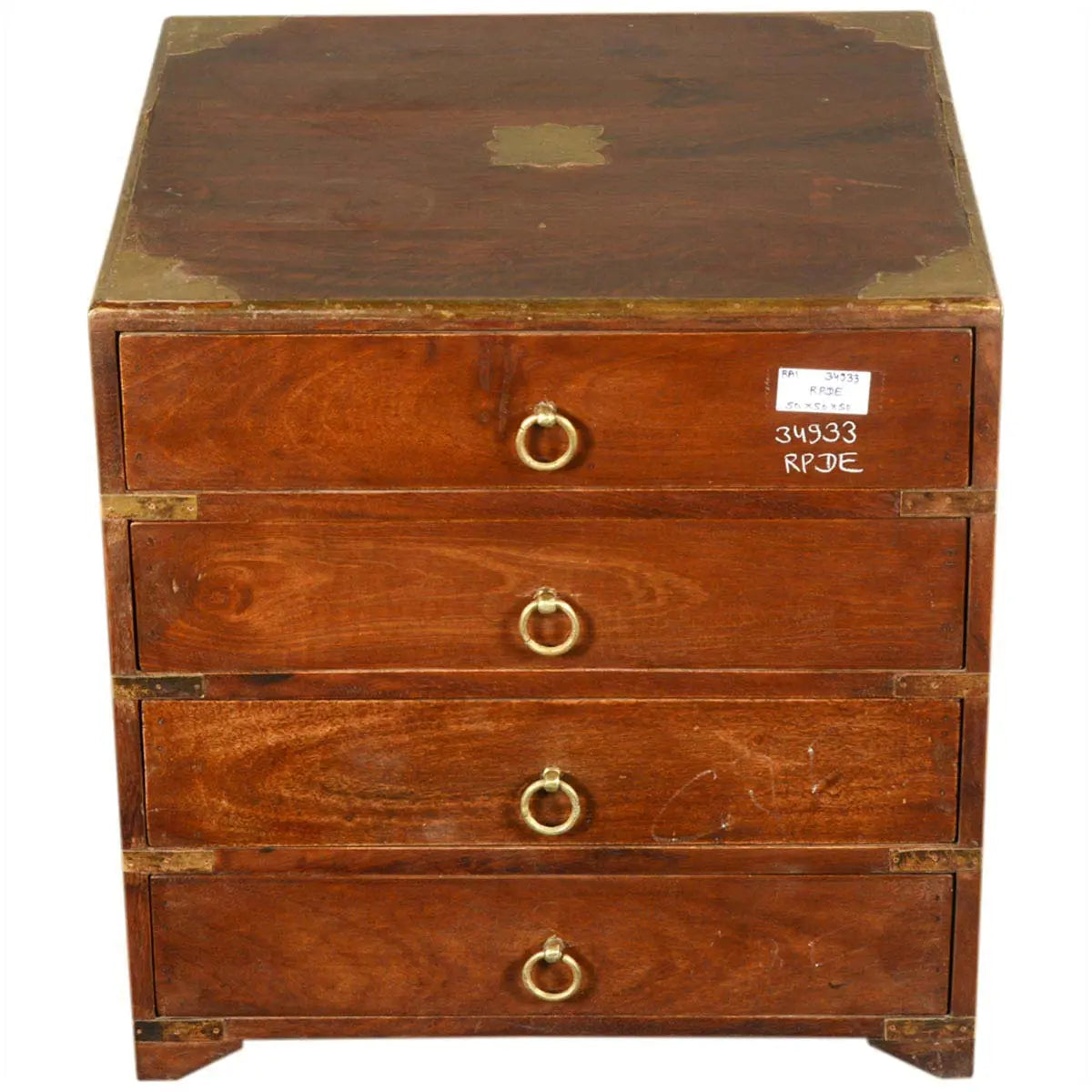 Mango Wood Hobyo Four Drewer Bedside Storage Table for Bedroom | Mohogany Finish