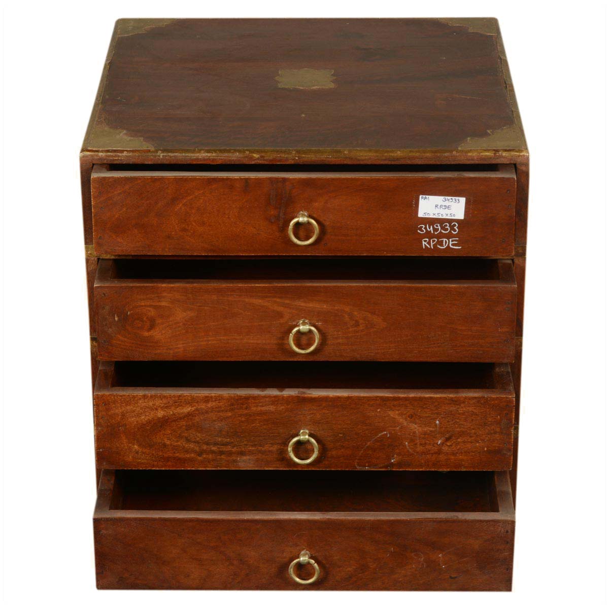 Mango Wood Hobyo Four Drewer Bedside Storage Table for Bedroom | Mohogany Finish