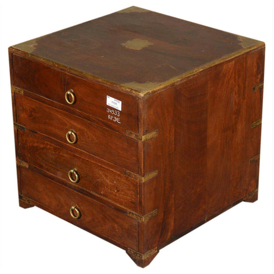 Mango Wood Hobyo Four Drewer Bedside Storage Table for Bedroom | Mohogany Finish