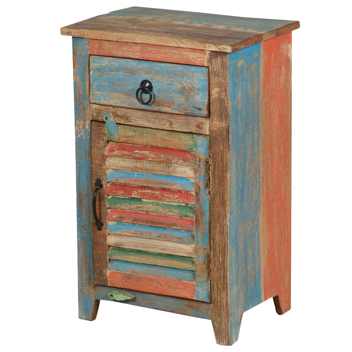 Mango Wood Colgula One Door and One Drewer Selves Bedside Storage Table for Bedroom | Brown Finish
