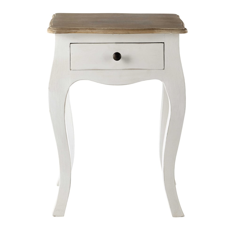 Mango Wood Baiyer One Drawer Selves Bedside Storage Table for Bedroom | White Finish