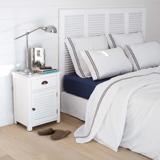 Mango Wood Boana Bedside Table – Stylish Wooden Nightstand with One Drawer & Shelves for Bedroom Storage & Home Organization (White Finish) Aprodz