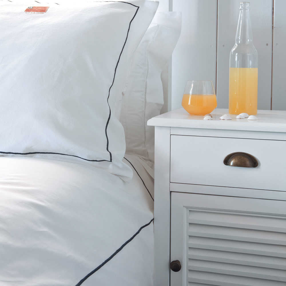 Mango Wood Boana Bedside Table – Stylish Wooden Nightstand with One Drawer & Shelves for Bedroom Storage & Home Organization (White Finish)