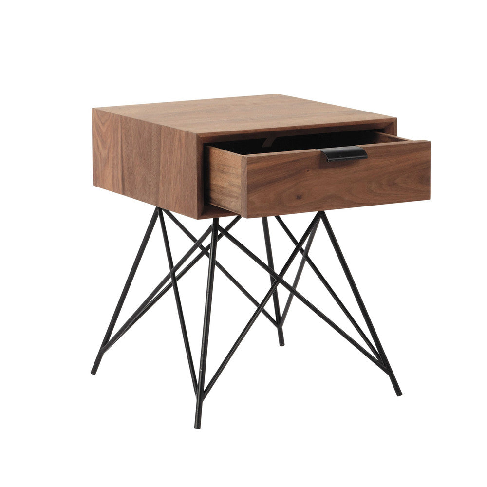 Mango Wood Porgera One Drawer Selves Bedside Storage Table for Bedroom | Brown Finish