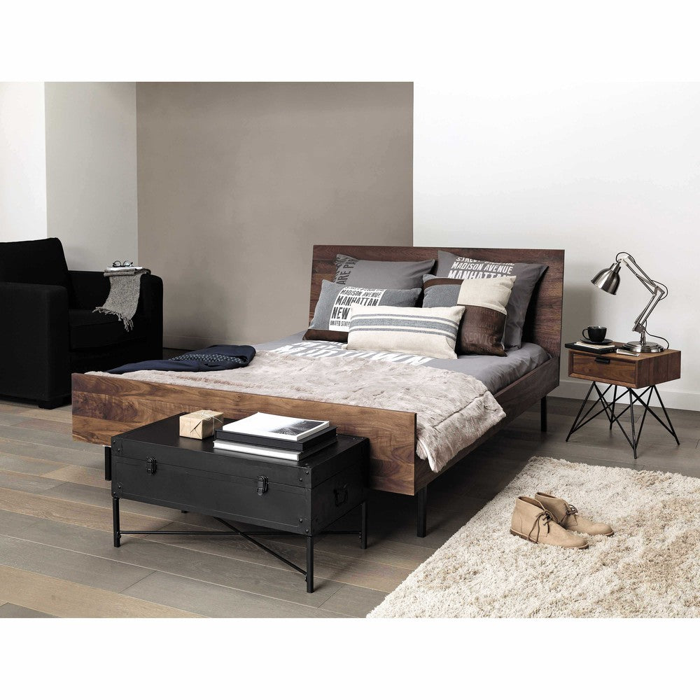 Mango Wood Porgera One Drawer Selves Bedside Storage Table for Bedroom | Brown Finish