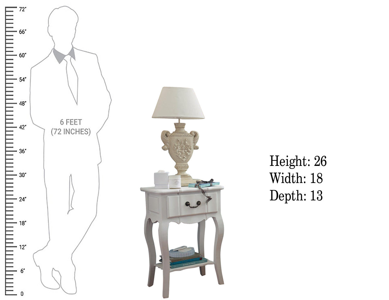 Mango Wood Vanimo One Drawer Selves Bedside Storage Table for Bedroom | White Finish Aprodz