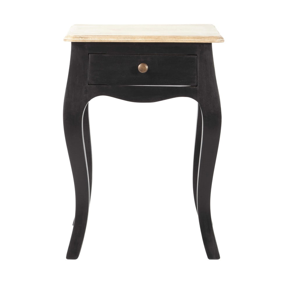 Mango Wood Cusco One Drawer Selves Bedside Storage Table for Bedroom | Dark Brown Finish