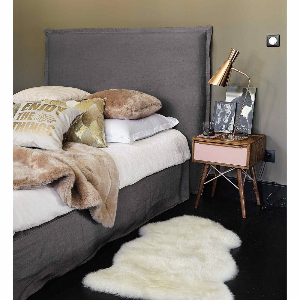 Sheesham Wood Huacho One Drawer Selves Bedside Storage Table for Bedroom | Brown Finish